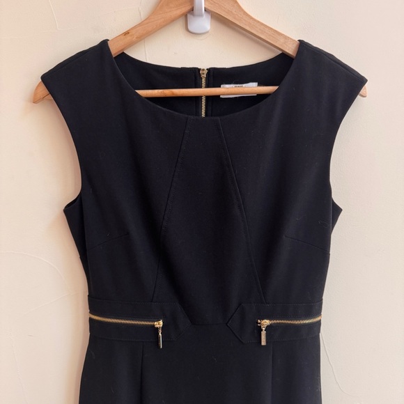 Calvin Klein Black Zipper Embellished Sleeveless Sheath Women Size 2 Knee Length - Picture 5 of 16